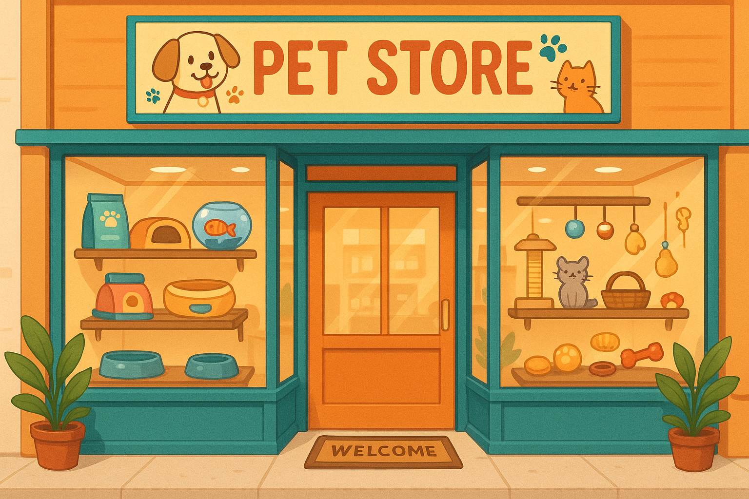 Entrada a una tienda de mascotas