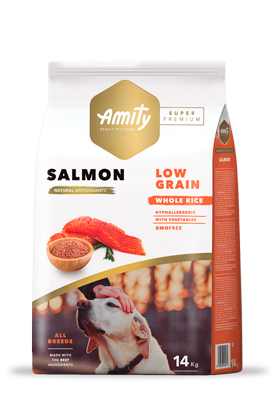 AMITY SUPER PREMIUM  ADULTOS SALMON 14 KG/ 4 kg