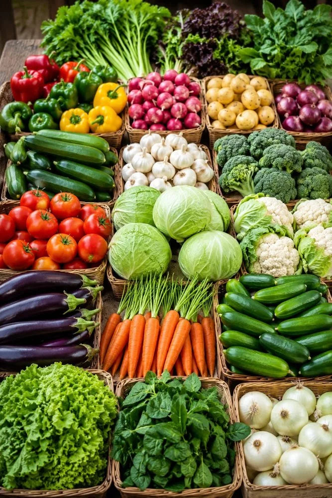 Variedad de verduras del catálogo de Granjas Orzo